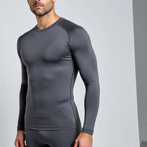 Camiseta de manga larga con ajuste muscular para hombre, ropa de entrenamiento atlético, camiseta de compresión de manga larga para hombre - Product Image 3