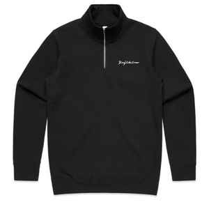 เสื้อสวมหัวมีซิป1/2สำหรับผู้ชายขนแกะสีดำเฮฟวี่เวทขนนุ่มขัดเงาแบบธรรมดาปักโลโก้ - Product Image 1