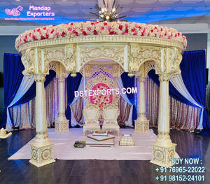 Blanc Chic Piliers Minces De Mariage Mandap Décor Royal Salle De Mariage Décor Maharani Mandap USA Raj Mahal Cérémonie De Mariage Mandapam UK - Product Image 4