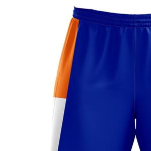 Pantalones Cortos Deportivos Azul Rey Personalizados con Paneles Laterales Naranja y Blanco, Pantalones Cortos Deportivos de Poliéster para Hombre - Product Image 4
