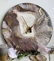Jam Dinding Resin Epoxy Dekorasi Rumah Ukuran Sesuai Pesanan Dioperasikan dengan Baterai Buatan Tangan Desain Modern Pernikahan Kualitas Terbaik Klasik