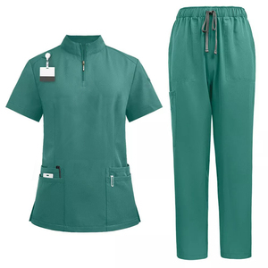 ชุดสแปนเด็กซ์ผ้าทอลายทแยงทนทานใช้งานในโรงพยาบาลพยาบาลแขนสั้นสวมใส่สบาย - Product Image 6