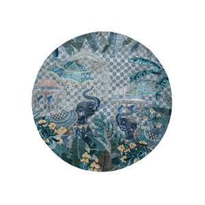 พรมขนสัตว์และไหมถักมือสีน้ำเงิน Inde Rose รุ่น SLR-7067 รูปทรงสี่เหลี่ยมผืนผ้า สำหรับทางเดินและตกแต่งบ้านด้วยดีไซน์ลายปะติดแบบโบโฮ - Product Image 1