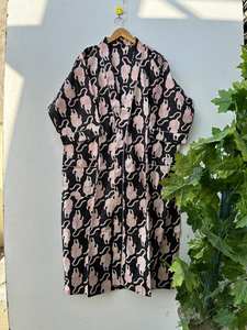 Robe kimono en coton à imprimé oiseaux, tenue de détente, paréo de plage, peignoir léger - Product Image 3