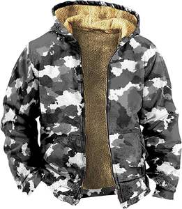 Sweat à capuche zippé pour homme Veste graphique doublée Sherpa d'hiver Cool Thermal Coat Tie Dye 100% Cotton Embroidered Outwear for Cold Time - Product Image 4