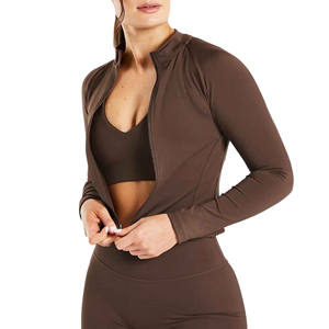 Veste d'hiver à fermeture éclair pour femmes personnalisable, manteau d'extérieur tricoté respirant avec fermeture éclair pour le yoga et les sports - Product Image 4