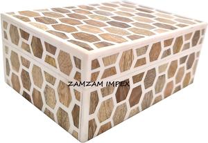 New Arrival Multi Utility Honeycomb Pattern <b>Wood</b> Bone Inlay Decorative Jewelry <b>Box</b> Housewarming Keepsake <b>Storage</b> - Product Image 6