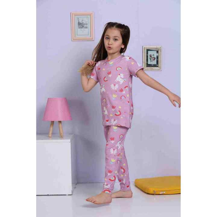 PINK UNICORN PATTERN GIRL PAJAMA SET
