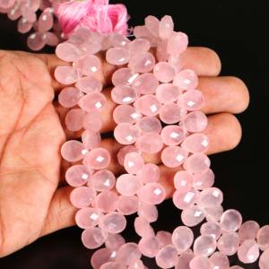 Perles de quartz rose naturel facettées en forme de poire, perles de pierres précieuses de quartz rose pour la fabrication de bijoux, fournitures par un grossiste indien - Product Image 5