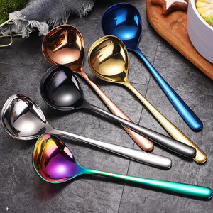 <b>Gold</b> Spoon Ladle Big Round Serving <b>Cutlery</b> Food Grade Stainless Steel Eco-Friendly Metal Flatware for Home Dinner Party - Product Image 3