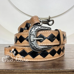 Correa de hombro de cuero mecanizada a mano multifunción ajustable personalizada patrón a cuadros correas de bolso de cuero genuino para Unisex - Product Image 1