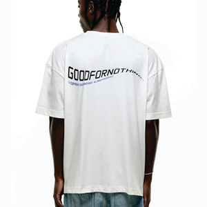 T-shirts à épaules tombantes de haute qualité: coton GSM 220-240 personnalisé, col montant, coupe surdimensionnée pour homme - Product Image 6