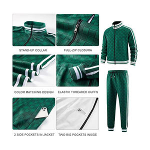 Ensemble de survêtement pour homme en polyester, fermeture éclair intégrale, respirant, léger, jogging, gym, athlétique, décontracté, veste - Product Image 4