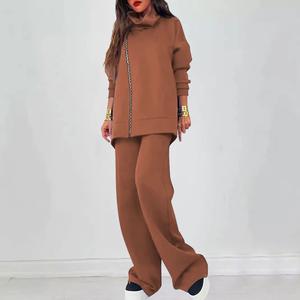 Conjunto de chándal deportivo para mujer, sudadera con capucha y cremallera de manga larga, pantalones para correr de cintura alta, ropa de descanso atlética con marca personalizada - Product Image 6