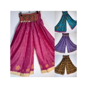 กางเกงผ้าไหมขายาวสำหรับผู้หญิงกางเกงขาบานผ้าไหมแนววินเทจ - Product Image 2