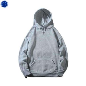 Sudadera con capucha de peso pesado de 100% algodón para hombre personalizada de fábrica, estilo callejero con forro de otoño, informal, de gran tamaño y patrón sólido - Product Image 5
