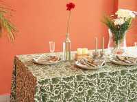 Nappe imprimée bloc vert couverture de Table française Boho printemps décor de Table de mariage floral indien moderne coton Rectangle