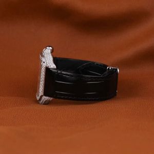 Nueva llegada de lujo automático analógico Hip Watch 20mm correa de cuero negro de alta calidad totalmente helado Moissanite resistente al agua - Product Image 2