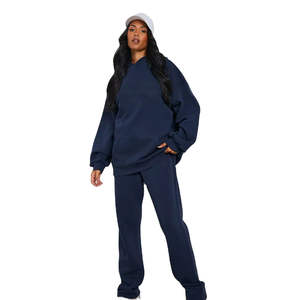 Ensemble de pantalons de survêtement à capuche en molleton respirant pour femmes unisexe grande taille avec logo imprimé à motif solide Service OEM disponible - Product Image 1
