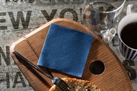 Serviettes de table jetables bleues 2 plis certifiées, style sac, aspect lin Airlaid, 7,8x7,8, 4 plis, logo personnalisé, haute qualité, pour cocktails