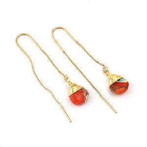 ต่างหูแฟชั่นวินเทจของผู้หญิงที่พันรอบประดับด้วยลวดตัดอัญมณีชุบทองแบบมีดีไซน์ - Product Image 4