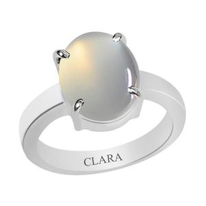 NOVAMART Fine Certified Moonstone Prongs Silver <b>Ring</b> with Oval Cut 6.5cts or 7.25ratti Engagement Platinum Rhodium Plated <b>Set</b> Pe - Product Image 1