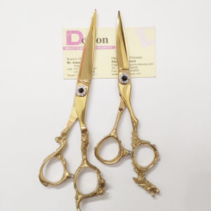 Professionnel 24k Plaqué Or Ciseaux En Acier Inoxydable Dragon Poignée Coiffure Salon De Coiffure Ciseaux De Coupe De Cheveux Au Pakistan - Product Image 1