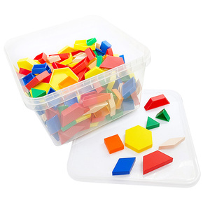 PLOMA 250-Piece Plastic Hollow Pattern Geometric <b>Blocks</b>-6 Colors 6 <b>Shapes</b> 2.5cm Thickness Square Math Manipulative Toy Unisex - Product Image 2