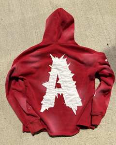 Men's Heavy Weight 100% Organic Cotton Vintage <b>Thermal</b> <b>Hoodie</b> Acid Washed Pullover Embroidered Distressed Fleece Winter - Product Image 2