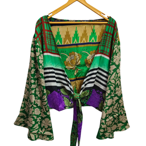 Vêtements de plage jupe haut maison porter court Sari soie cravate haut manches longues cadeau pour sa Robe courte - Product Image 1