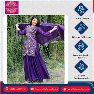 Nueva Llegada de Ropa de Boda Elegante, Kurti de Chinon Bordado con Lentejuelas Premium, Traje Sharara para Mujer - Product Image 6