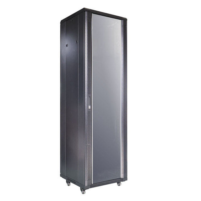 19-Inch OEM 42U 600x600mm Floor Standing Network Rack Cabinet with Tempered Glass Front Door with Hole Door Border
