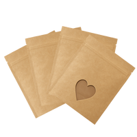 Sachet Doypack à Fermeture Zip Refermable en Papier Kraft Qualité Alimentaire avec Fenêtre Cœur pour Grains de Café et Snacks Secs – Prix Usine