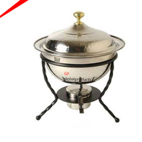 Buffet rond de styliste en métal, design antique avec brûleur, chauffe-aliments haut de gamme