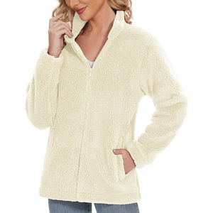 Femme hiver saisons fermeture éclair complète coton polaire Sherpa veste longue longueur sweat Logo personnalisé et couleur polaire Sherpa veste - Product Image 3