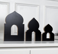 Centre de table décoratif Ramadan Aïd Moubarak en métal/acrylique fait main, avec motifs géométriques islamiques, lune et minarets, réutilisable et durable