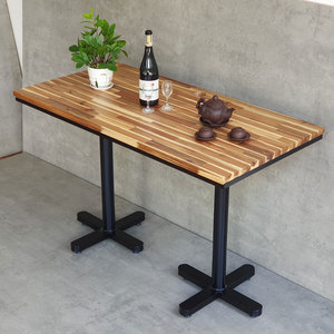 Table basse rectangulaire en bois d'acacia style ferme moderne 120x60cm avec double pieds en fer, mobilier de salon durable - Ensemble CFD68187 - Product Image 5
