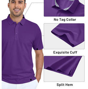 Camisa de Golf de manga corta para hombre de alta calidad, deportiva, informal, de negocios, con cuello para Polo, tela de punto de alta calidad, patrón sólido - Product Image 2