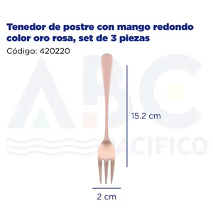 Set forchetta da Dessert in oro rosa 3 pezzi con manico rotondo stoviglie eleganti per occasioni speciali