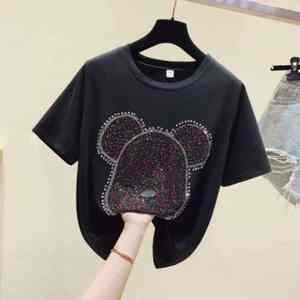 T-shirts sportifs pour femmes, style streetwear, avec strass, paillettes, diamants, respirants, pour l'été, pour les clubs - Product Image 3