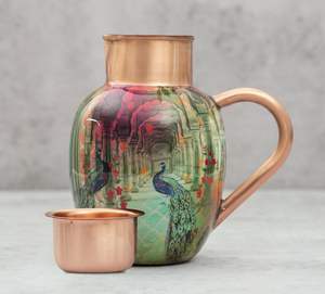 Jarra de cobre puro, oro rosa, diseño antiguo, calidad sólida, tamaño grande, jarra de cobre puro de Metal para agua potable - Product Image 2