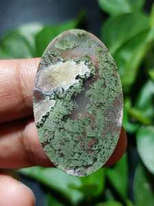 <strong>Java</strong> Green Moss Agate Cabochon Indonesian Gemstone Pendant Beautiful Natural Stone Jewelry 23x37x5 mm - Product Image 5