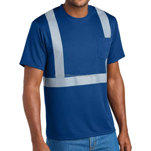 Camiseta de Seguridad de Alta Visibilidad para Hombre, Ropa de Trabajo de Seguridad Personalizada, Camiseta de Trabajo Reflectante de Manga Corta, Hecha en Pakistán - Product Image 3