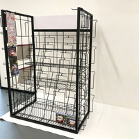 Étagère de présentation en fil métallique avec crochets, présentoir de comptoir noir à 5 niveaux pour cartes et accessoires de magasin de détail