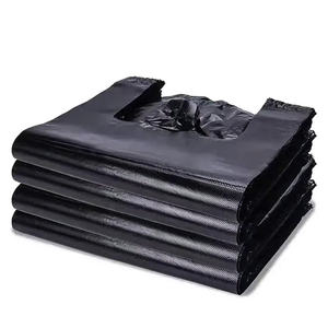 Bolsas de camiseta de plástico HDPE/LDPE negro barato de alta calidad Material reciclado colorido Uso en supermercado - Product Image 1
