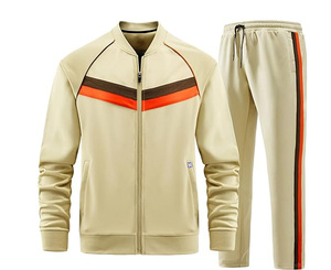 Vente en gros Ensemble d'entraînement à rayures personnalisées Veste à fermeture éclair Pantalon de sport Survêtement vierge Vêtements de sport de marque Jogging Survêtements pour hommes - Product Image 1