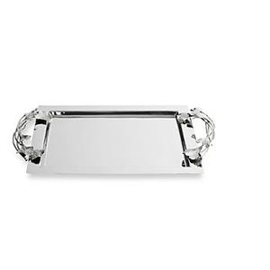 New Arrival Decorative Handle Silver Finished Metal Serving <b>Tray</b> with Easy Carrying Handle Stainless Steel Metal Serving <b>Tray</b> - Product Image 1