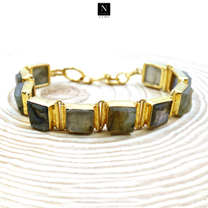 Forma cuadrada áspera Labradorita Piedra preciosa Cierre de palanca 7,5 PULGADAS Pulsera Joyería Precio al por mayor - Product Image 2