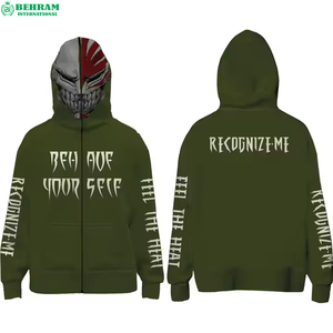Sudadera con Capucha Térmica Casual de Felpa 100% Algodón/Felpa Francesa con Cremallera Completa, Transpirable, de Secado Rápido, Estilo Urbano, con Capucha que Cubre la Cara - Product Image 4