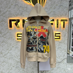 Cómodo tamaño personalizado impreso logotipo calidad confiable cremallera Sudadera con capucha impresa hecha en fábrica precio barato sudaderas con capucha hombres sudaderas con capucha - Product Image 3